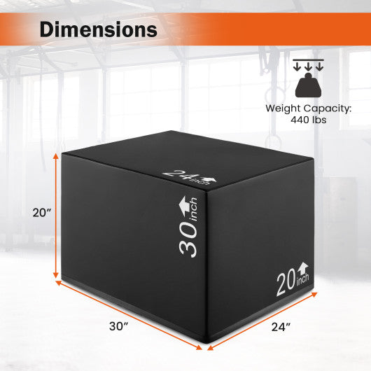 3 In 1 Foam Plyometric Box with 3 Heights and Easy-to-Clean PU Cover-30 inches