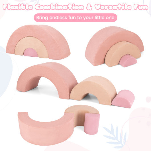3 Piece Toddlers Climbing Toys Indoor Soft Play Equipment Playset-Pink