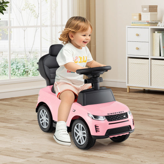 3 in 1 Push Car with Removable Handle and Guardrail for Kids 18-36 Months Old-Pink