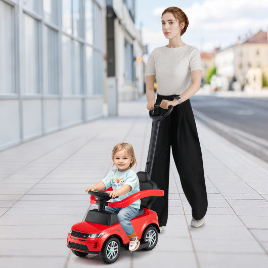 3 in 1 Push Car with Removable Handle and Guardrail for Kids 18-36 Months Old-Red