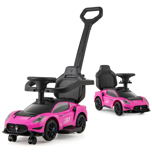 3-in-1 Ride on Push Car Maserati Licensed Sliding Car with Music-Pink
