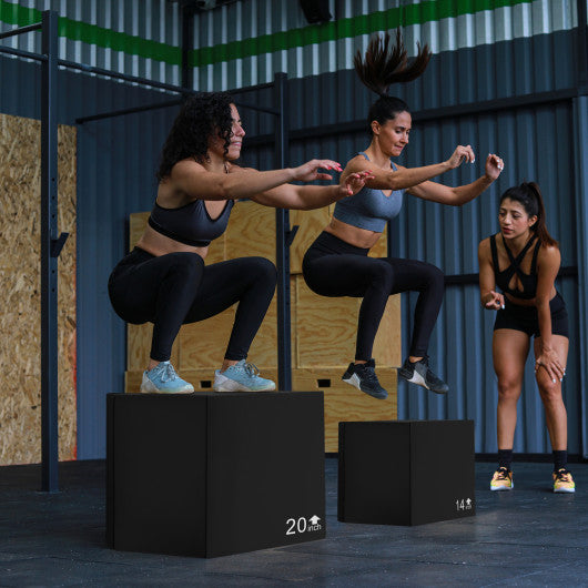 3 In 1 Foam Plyometric Box with 3 Heights and Easy-to-Clean PU Cover-16 Inches