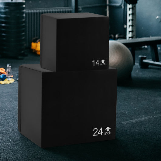 3 In 1 Foam Plyometric Box with 3 Heights and Easy-to-Clean PU Cover-16 Inches