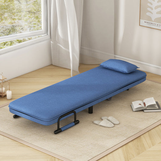 3-in-1 Convertible Sofa Bed with 5-Position Adjustable Backrest and Lumbar Pillow-Blue