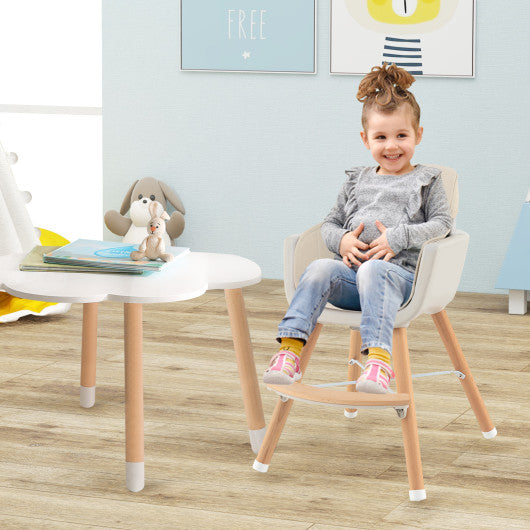 3-in-1 Convertible Wooden High Chair with Cushion-Beige