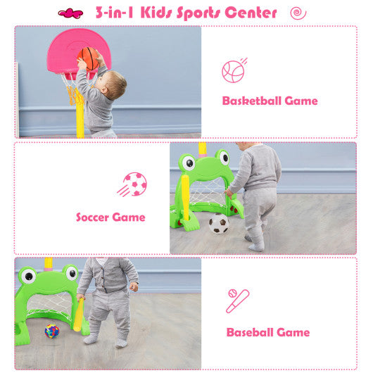 3-in-1 Kids Basketball Hoop Set Stand