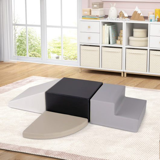 4-Piece Climb and Crawl Foam Block Play Set for Infant Baby-Black