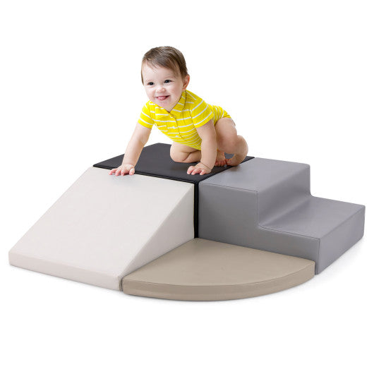 4-Piece Climb and Crawl Foam Block Play Set for Infant Baby-Black