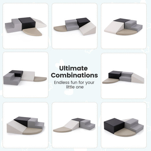 4-Piece Climb and Crawl Foam Block Play Set for Infant Baby-Black