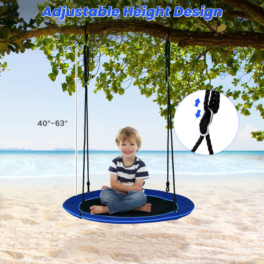 40 Inches Saucer Tree Swing Round with Lights for Kids and Adults-Navy