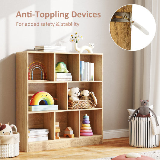 41 Inches 8-Cube Freestanding Bookcase for Kids-Natural