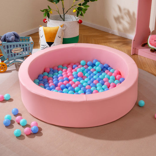 42.5 Inch Round Foam Ball Pits with 25D Sponge Filling and Washable PU Cover for Toddlers-Pink