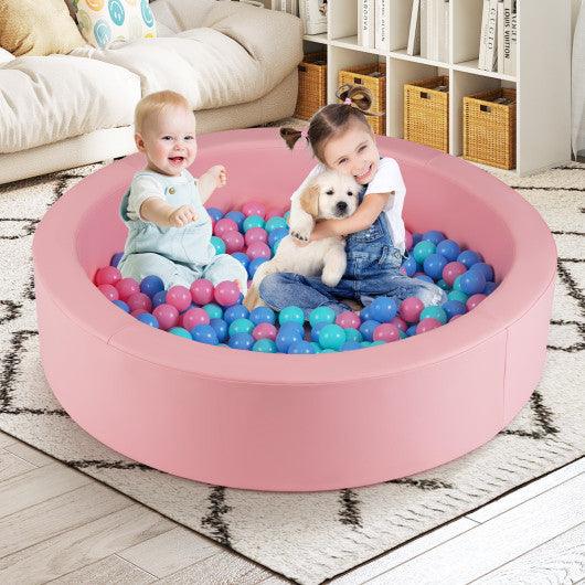 42.5 Inch Round Foam Ball Pits with 25D Sponge Filling and Washable PU Cover for Toddlers-Pink