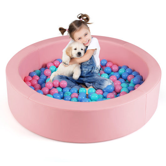 42.5 Inch Round Foam Ball Pits with 25D Sponge Filling and Washable PU Cover for Toddlers-Pink