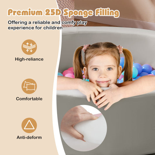 42.5 Inch Round Foam Ball Pits with 25D Sponge Filling and Washable PU Cover for Toddlers-Gray