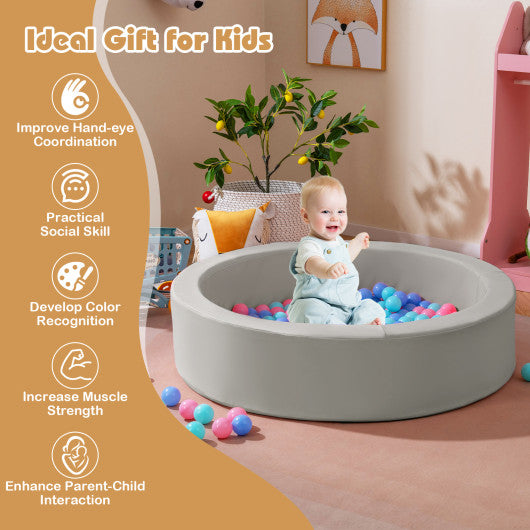 42.5 Inch Round Foam Ball Pits with 25D Sponge Filling and Washable PU Cover for Toddlers-Gray