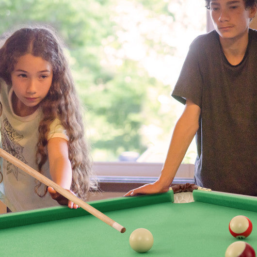47 Inch Folding Billiard Table with Cues and Brush Chalk -Green