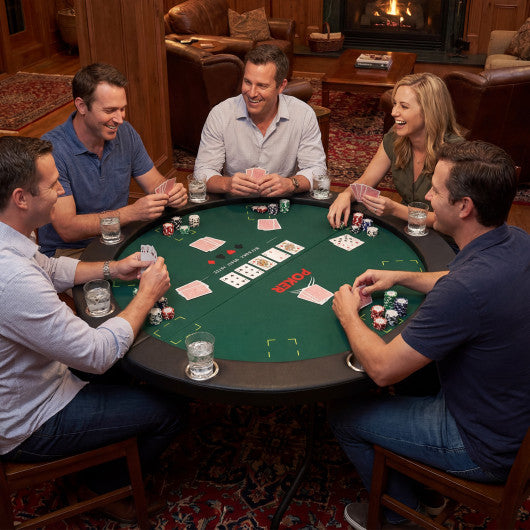 48 Inch Foldable Poker Table with 8 Cup Holders and Padded Edges-Green