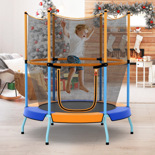 48 Inch Toddler Trampoline with Safety Enclosure Net-Orange