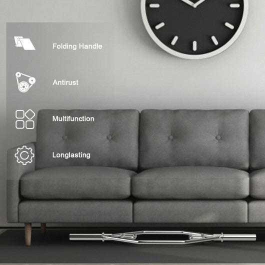 56 Inch Olympic Hexagon Deadlift Trap Bar with Folding Grips Powerlifting-Sliver