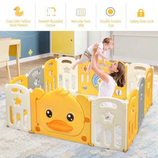 12-Panel Foldable Baby Playpen with Sound