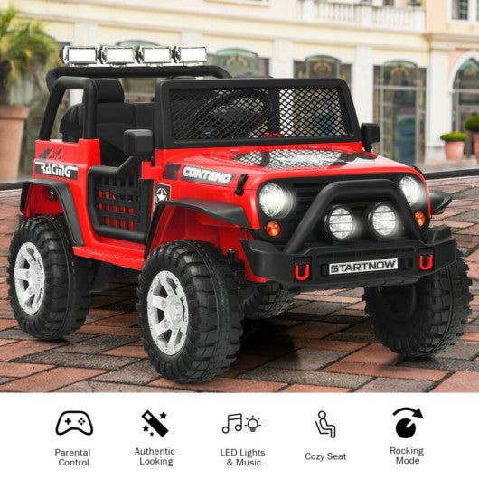 12V Kids Electric Ride On Truck with Remote Control and Operation Lever-Red