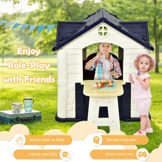 Kid¡¯s Playhouse Pretend Toy House For Boys and Girls 7 Pieces Toy Set-Blue