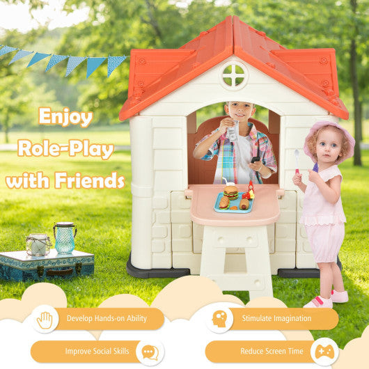Kid¡¯s Playhouse Pretend Toy House For Boys and Girls 7 Pieces Toy Set-Pink