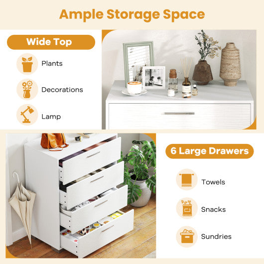 4 Drawer Storage Cabinet with Metal Legs Handles with Anti-Toppling Devices-White