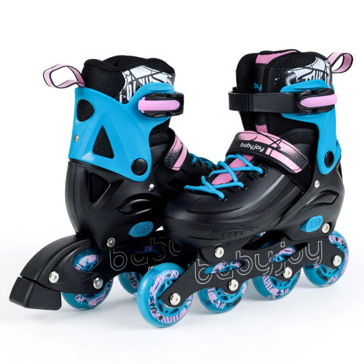 4-Size Adjustable Light-Up Inline Skates for Toddlers Ages 5-7-Black
