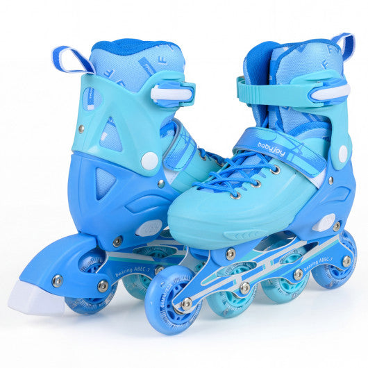 4-Size Adjustable Light-Up Inline Skates for Toddlers Ages 5-7-Blue