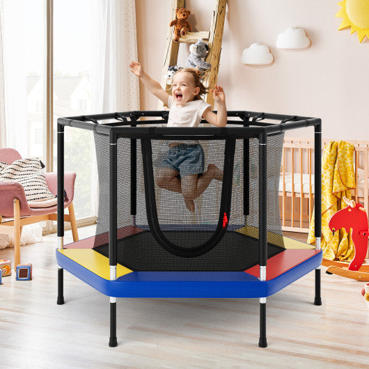 4 FT Small Toddler Recreational Trampoline with Safety Enclosure Net-Colorful