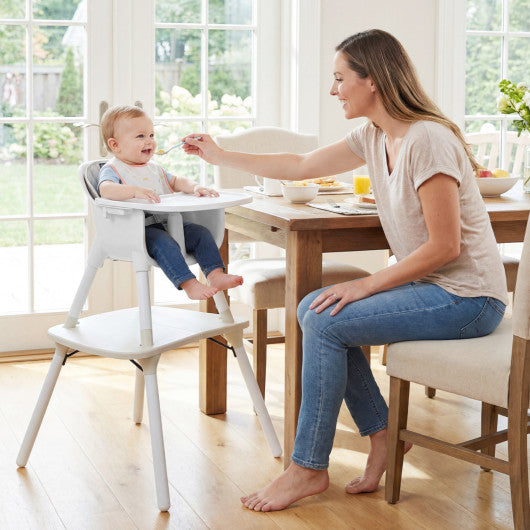 4-in-1 Baby Convertible Toddler Table Chair Set with PU Cushion-Cream