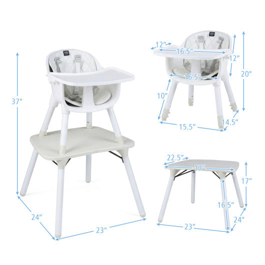 4-in-1 Baby Convertible Toddler Table Chair Set with PU Cushion-Cream