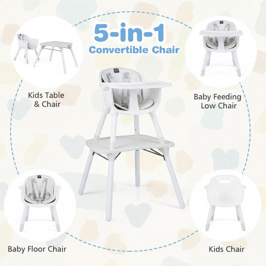 4-in-1 Baby Convertible Toddler Table Chair Set with PU Cushion-Cream