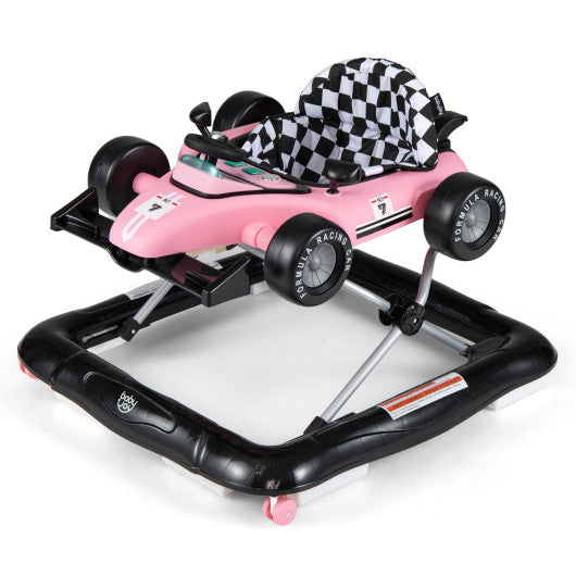4-in-1 Baby Push Walker Activity Center Height Adjustable with Music Box-Pink