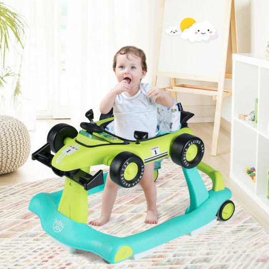 4-in-1 Foldable Activity Push Walker with Adjustable Height-Green