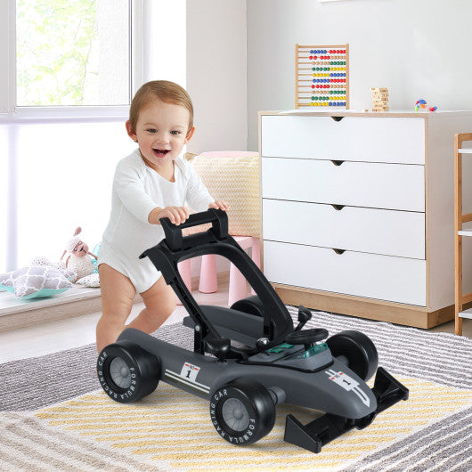 4-in-1 Foldable Activity Push Walker with Adjustable Height-Gray