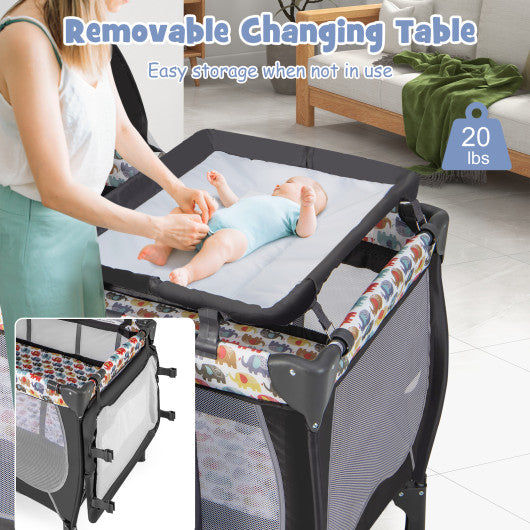 4 in 1 Portable Baby Nursery Center with Net and Music Box-Multicolor
