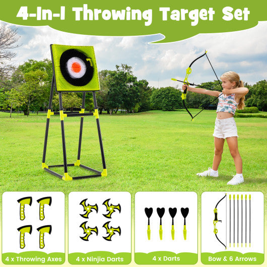 4 in 1 Throwing Target Set Kids Throwing Game with Bristle Target