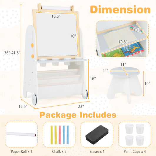 4-in-1 Toddler Activity Table Set with Magnetic Whiteboard and Chalk Board-Gray