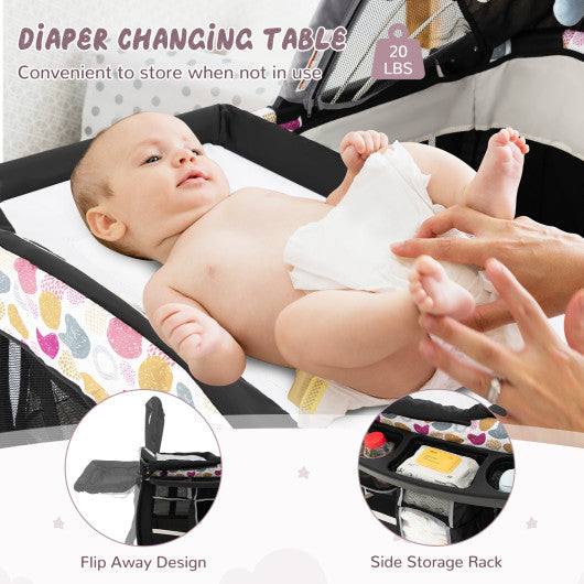 4 in 1 Portable Pack and Play Baby Nursery Center with Bassinet-Purple