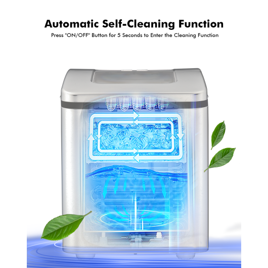 Portable Countertop Ice Maker Machine with Scoop-Silver