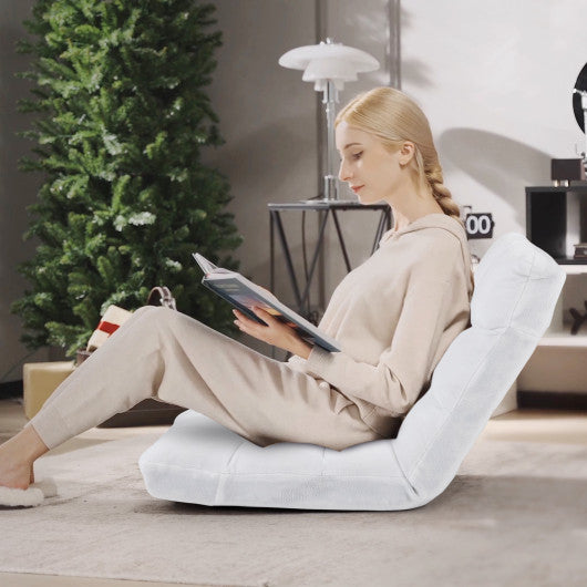 14-Position Adjustable Cushioned Floor Chair-White