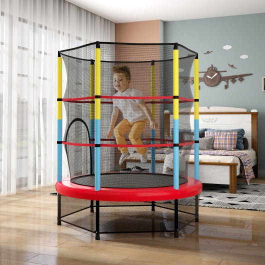 55 Inch Mini Trampoline for Kids with Safety Enclosure Net for Indoor Outdoor