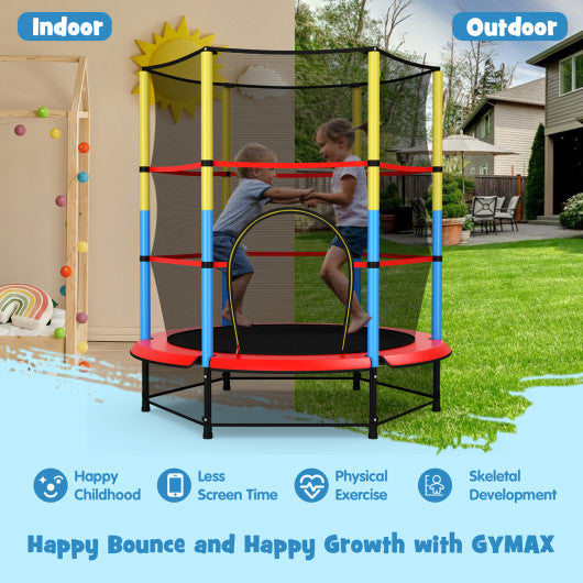 55 Inch Mini Trampoline for Kids with Safety Enclosure Net for Indoor Outdoor