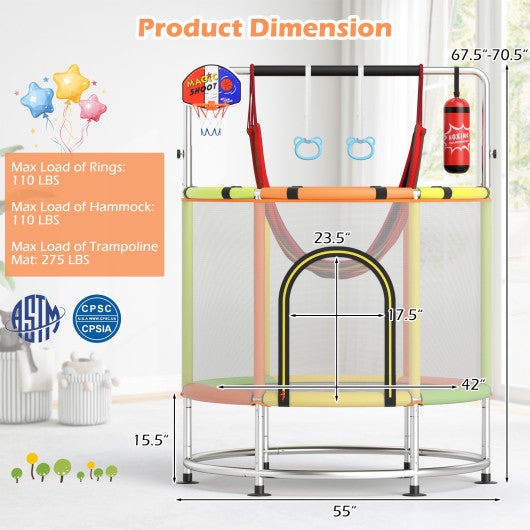 55 inches Kids Trampoline Gift for for 3-6 Years Old Boys and Girls-Green