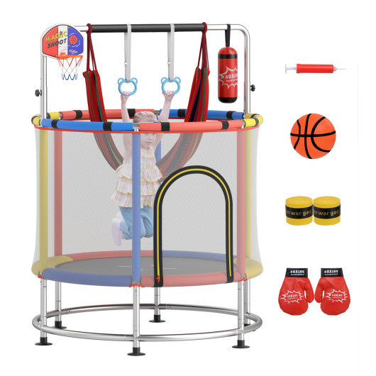 55 inches Kids Trampoline Gift for for 3-6 Years Old Boys and Girls-Red