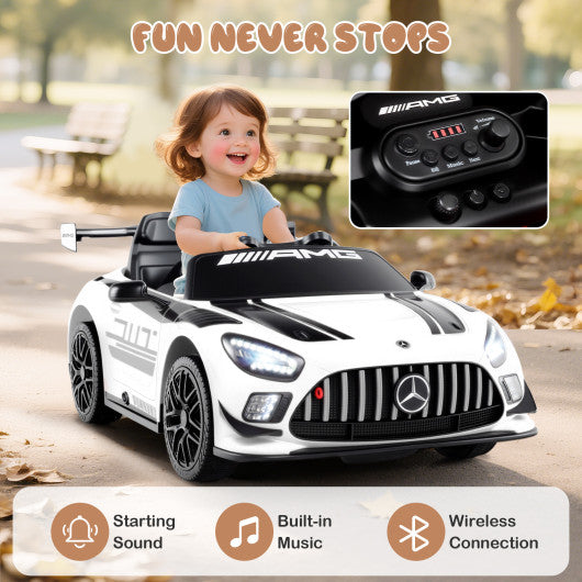 12V Kids Ride-On Car Mercedes-AMG GT3 Licensed with Adjustable Speed-White
