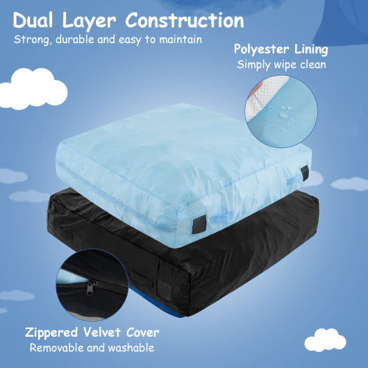 57 x 57 Inch Crash Pad Sensory Mat with Foam Blocks and Washable Velvet Cover-Black